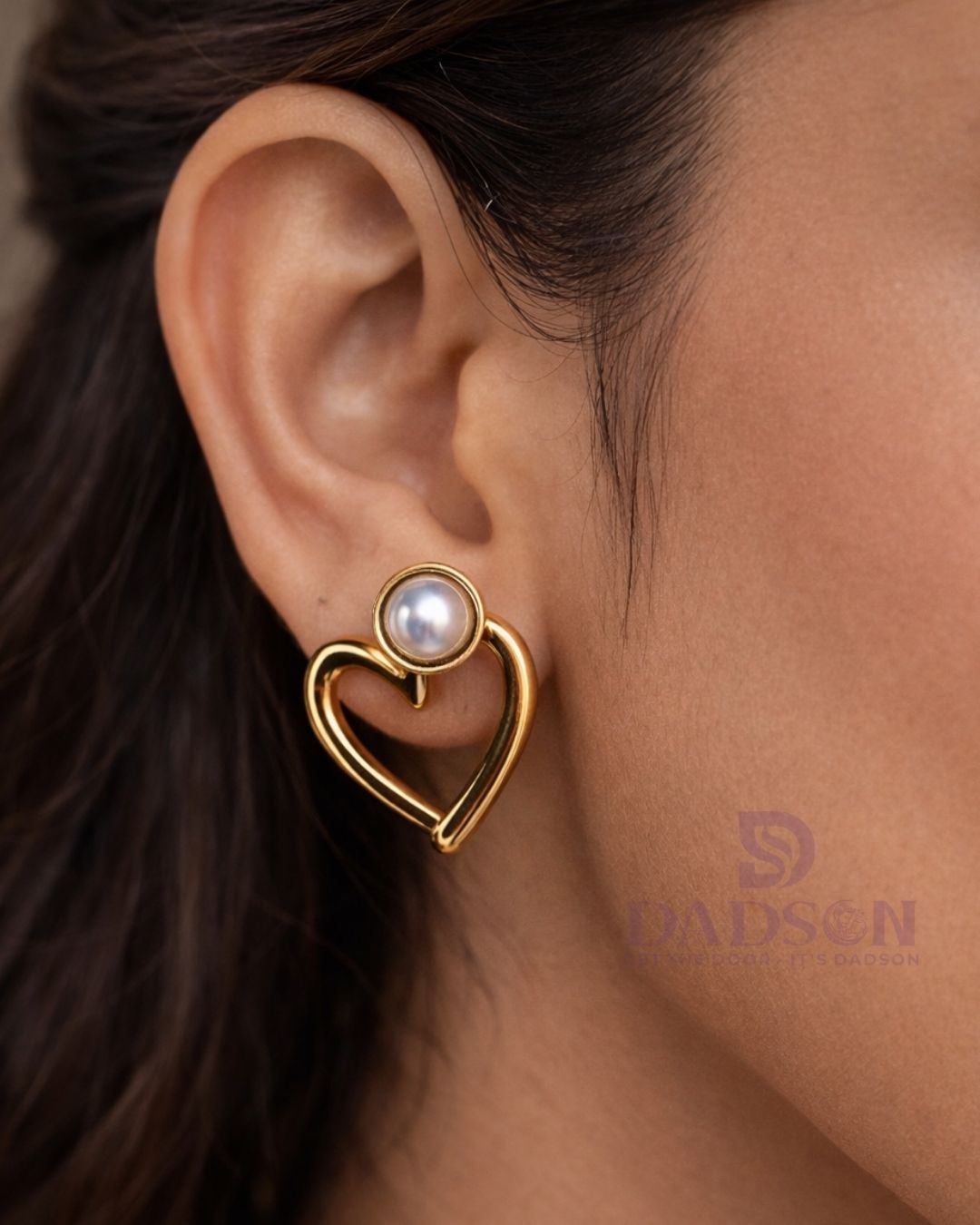 Earring Pearl Heart